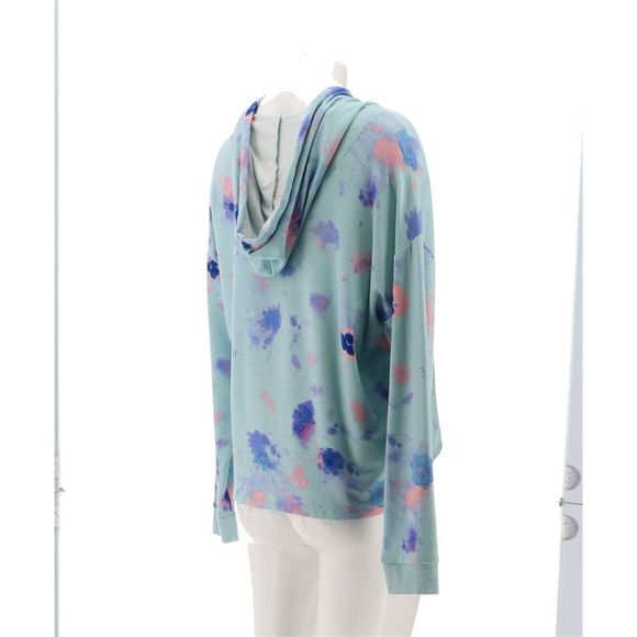 Candace Cameron Malibu Lounge 1/2 Zip Hoodie SilvSage TieDye A4732298 - Picture 6 of 9